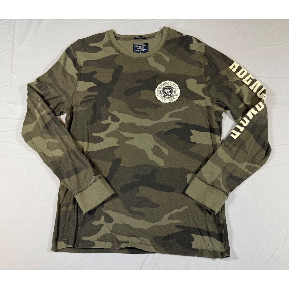 Abercrombie & Fitch Mens Camo Long Sleeve Graphic T-Shirt Medium Gorpcore